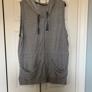 Athleta Gray Sleeveless Zip Hoodie Vest